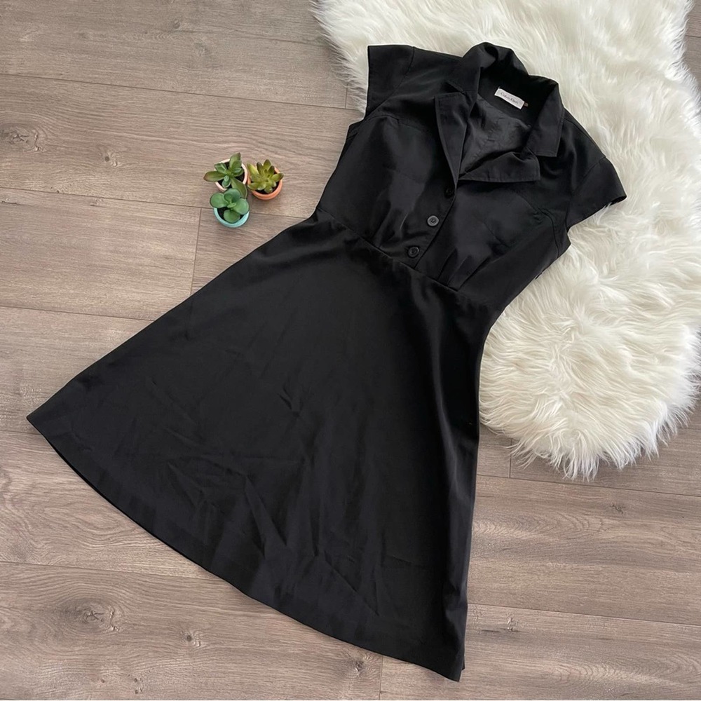 Calvin Klein Black Button Shirt Dress Rain Coat